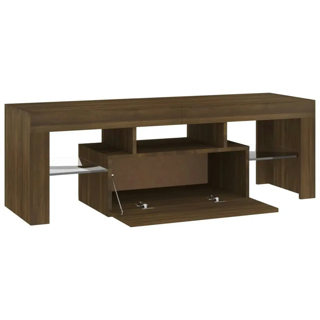 TV Cabinet with LED Lights Brown Oak 120x35x40 cm 815668