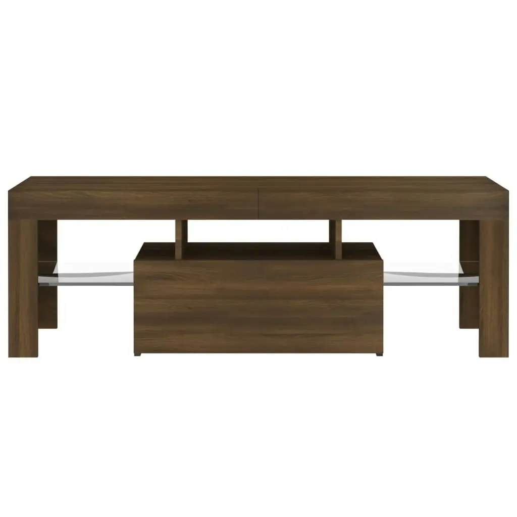 TV Cabinet with LED Lights Brown Oak 120x35x40 cm 815668