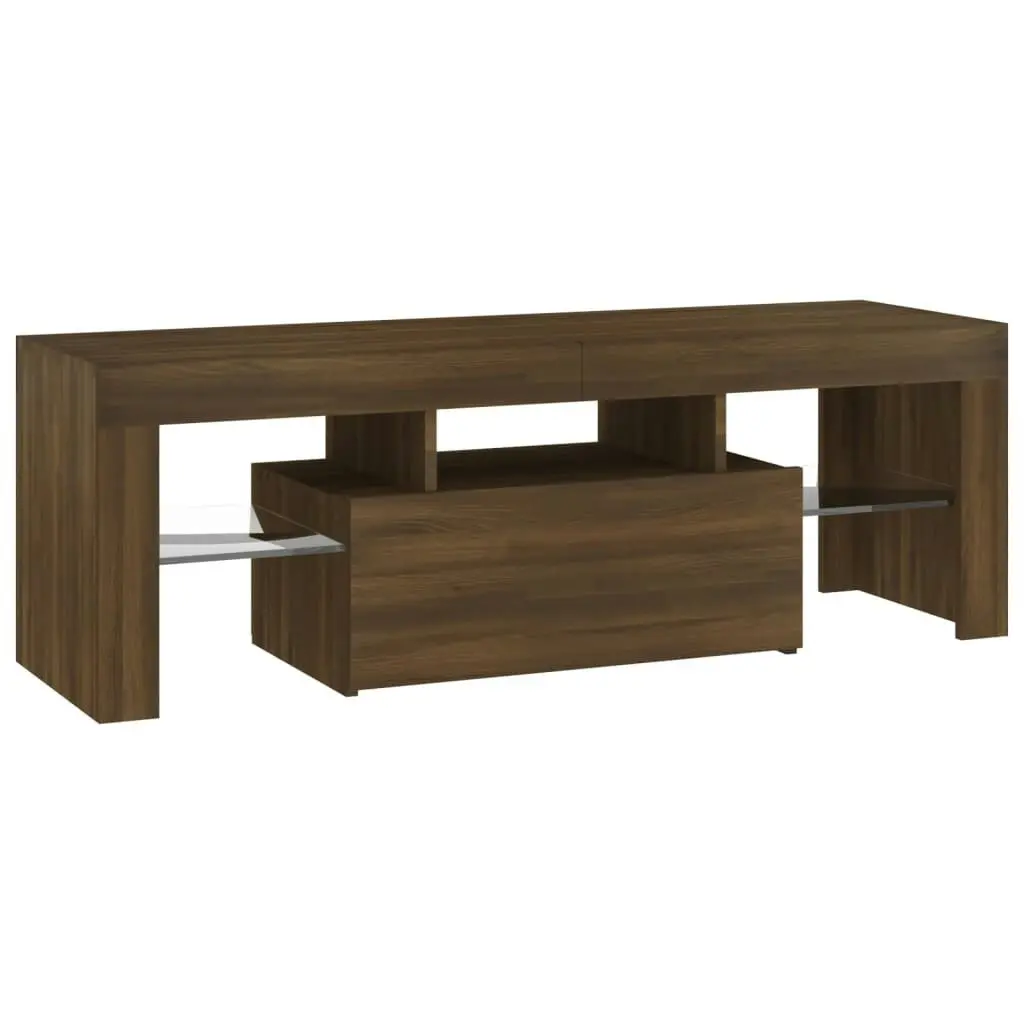 TV Cabinet with LED Lights Brown Oak 120x35x40 cm 815668