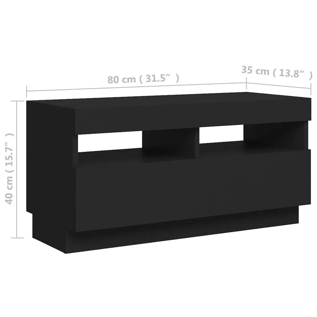 TV Cabinet with LED Lights Black 80x35x40 cm 804446