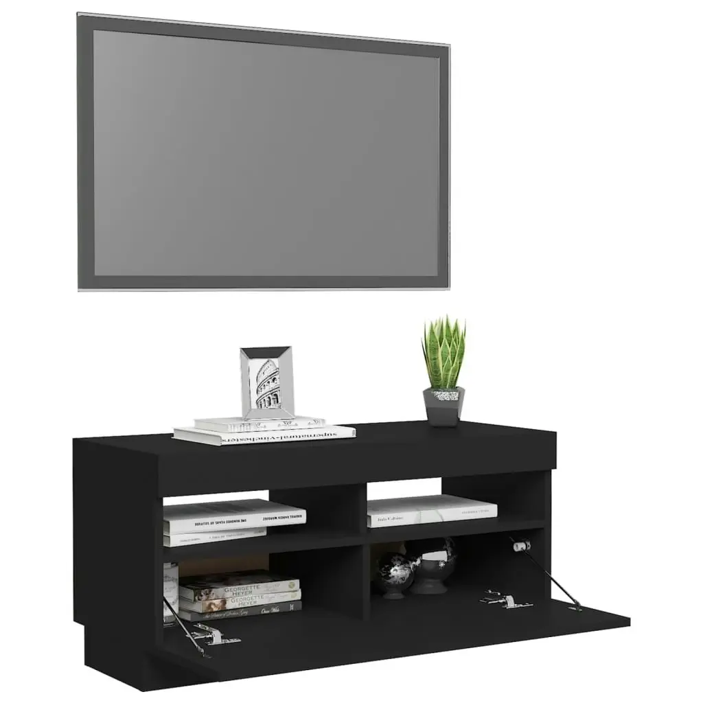 TV Cabinet with LED Lights Black 80x35x40 cm 804446