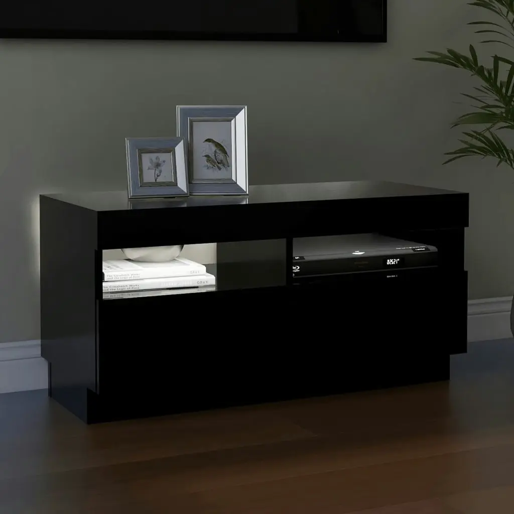 TV Cabinet with LED Lights Black 80x35x40 cm 804446