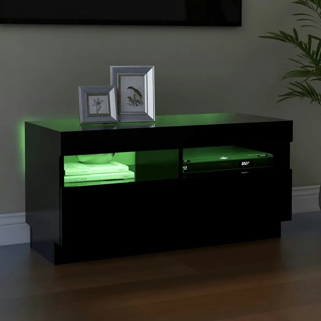 TV Cabinet with LED Lights Black 80x35x40 cm 804446