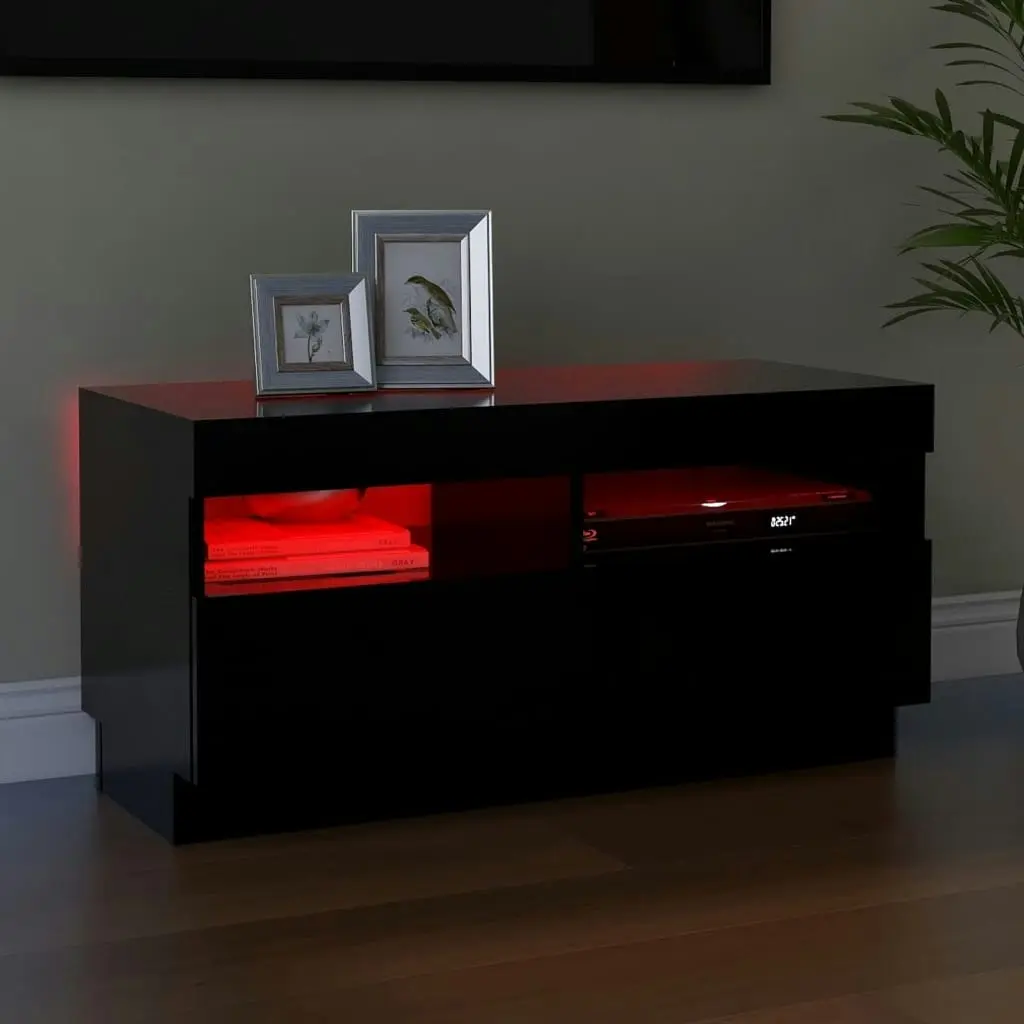 TV Cabinet with LED Lights Black 80x35x40 cm 804446