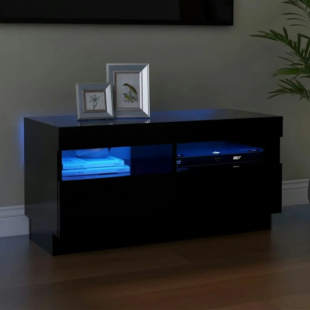 TV Cabinet with LED Lights Black 80x35x40 cm 804446