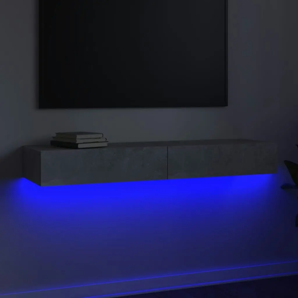 TV Cabinet with LED Lights Concrete Grey 120x35x15.5 cm 832867