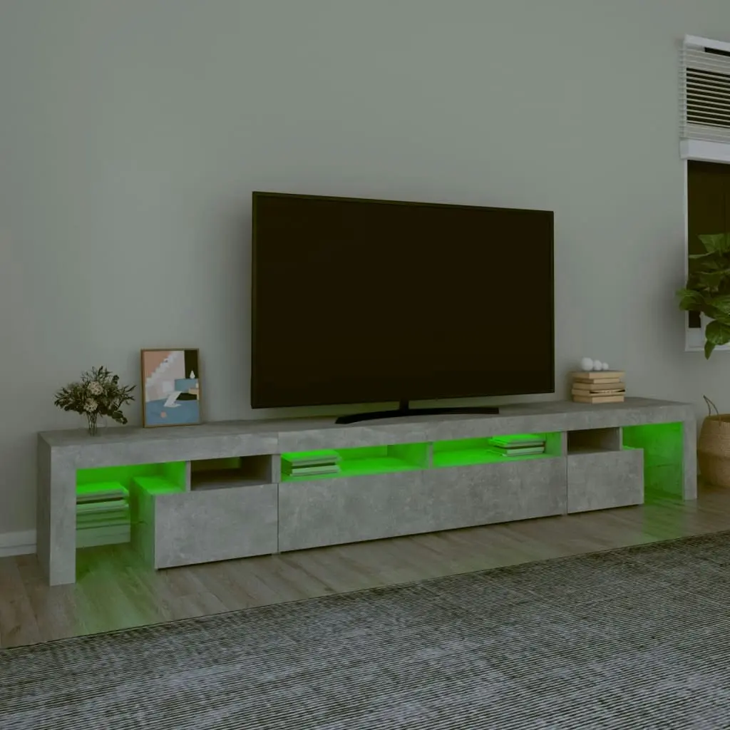 TV Cabinet with LED Lights Concrete Grey 260x36.5x40 cm 3152781