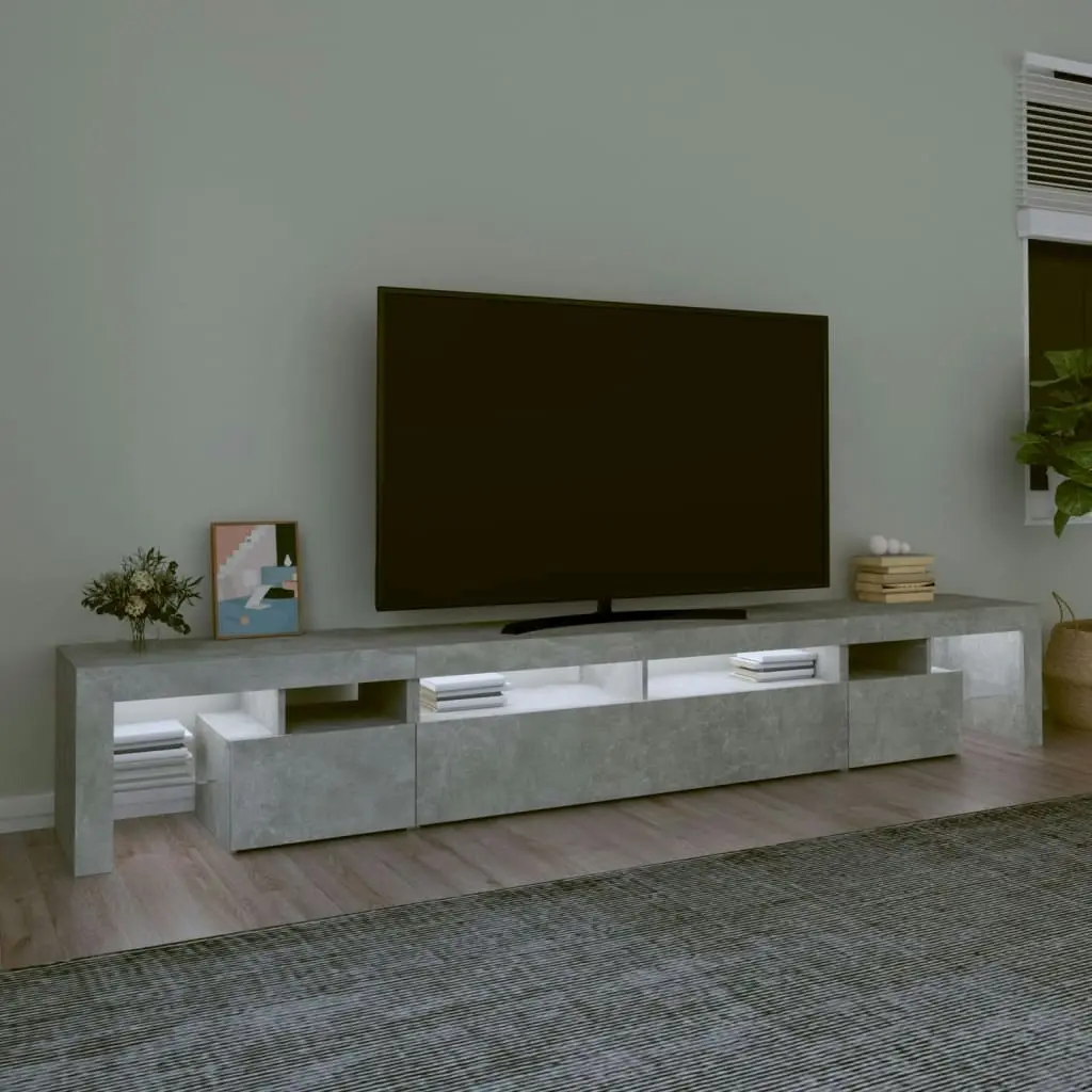 TV Cabinet with LED Lights Concrete Grey 260x36.5x40 cm 3152781