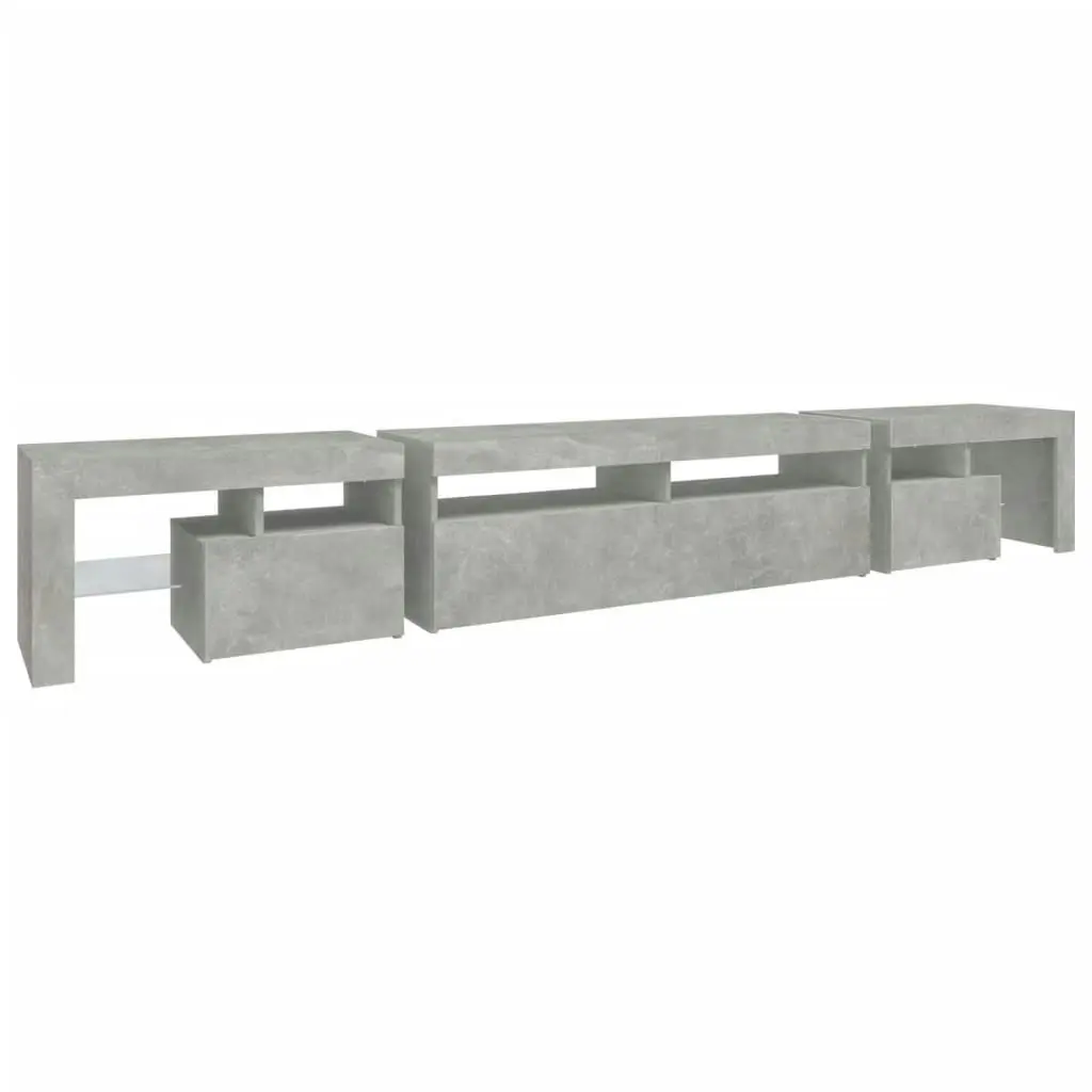 TV Cabinet with LED Lights Concrete Grey 260x36.5x40 cm 3152781