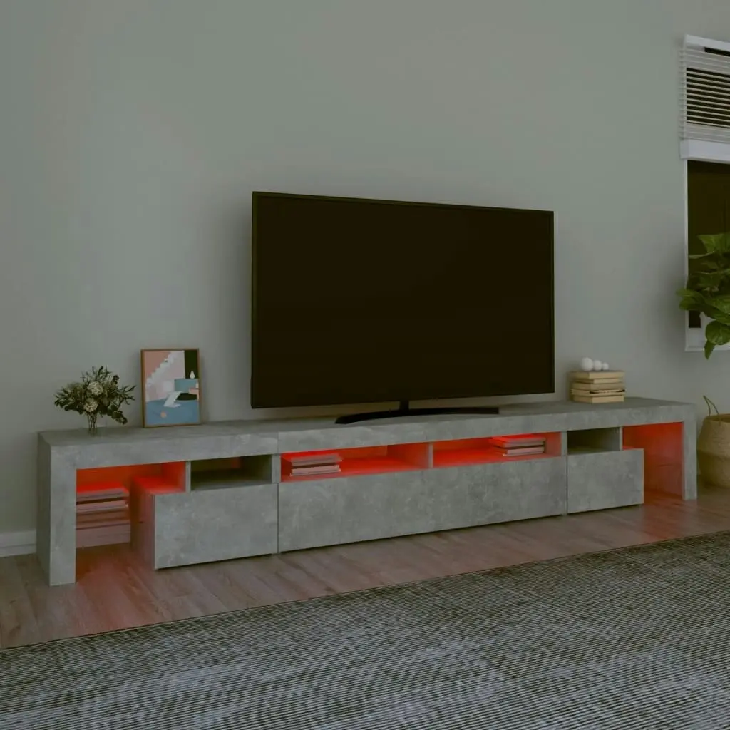 TV Cabinet with LED Lights Concrete Grey 260x36.5x40 cm 3152781