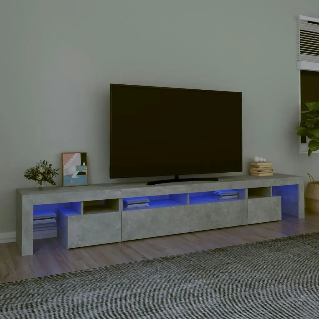 TV Cabinet with LED Lights Concrete Grey 260x36.5x40 cm 3152781