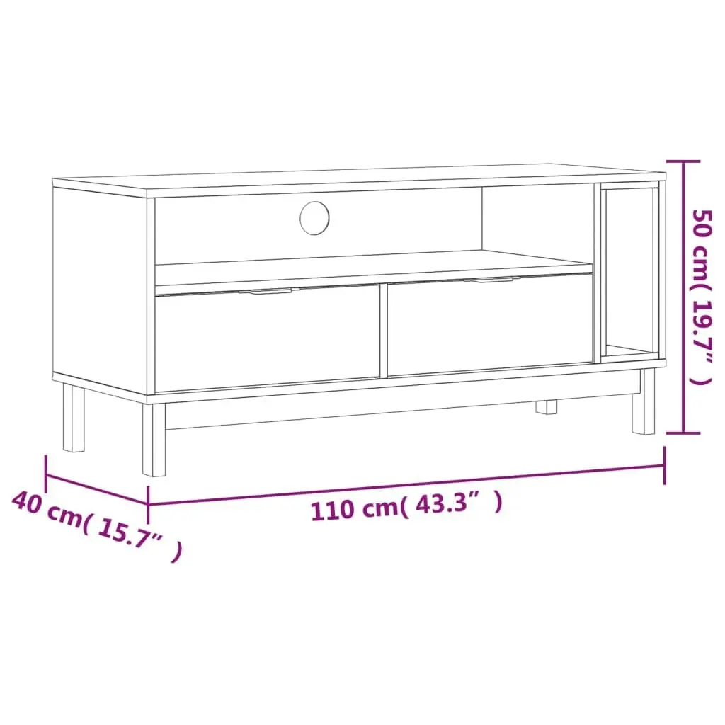 TV Cabinet FLAM 110x40x50 cm Solid Wood Pine 357820