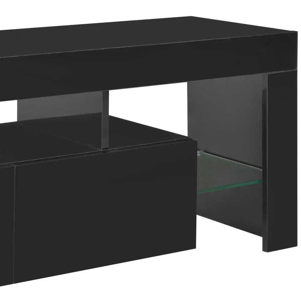 TV Cabinet with LED Lights High Gloss Black 130x35x45 cm 283735