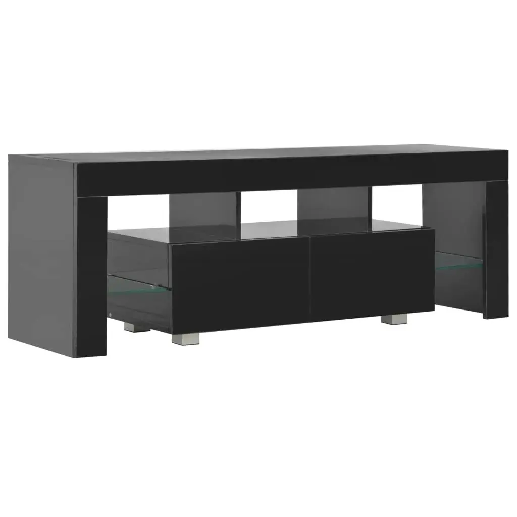 TV Cabinet with LED Lights High Gloss Black 130x35x45 cm 283735