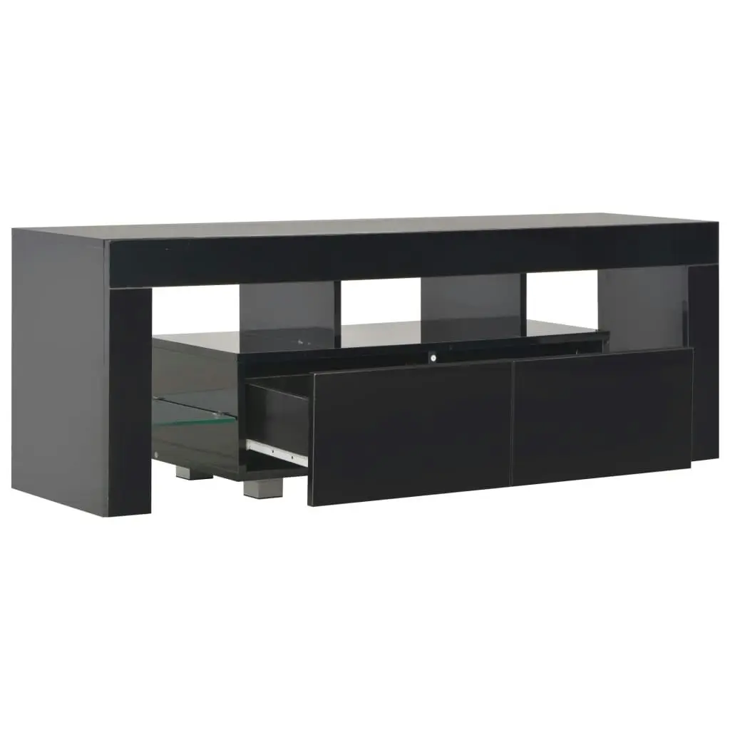 TV Cabinet with LED Lights High Gloss Black 130x35x45 cm 283735