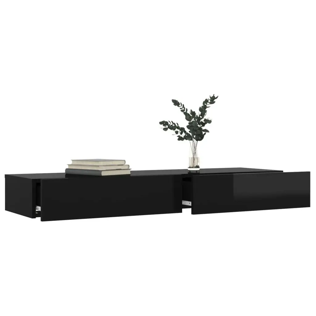 TV Cabinet with LED Lights High Gloss Black 120x35x15.5 cm 832870