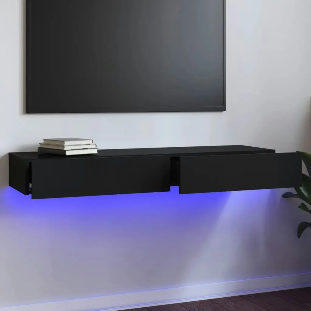 TV Cabinet with LED Lights High Gloss Black 120x35x15.5 cm 832870