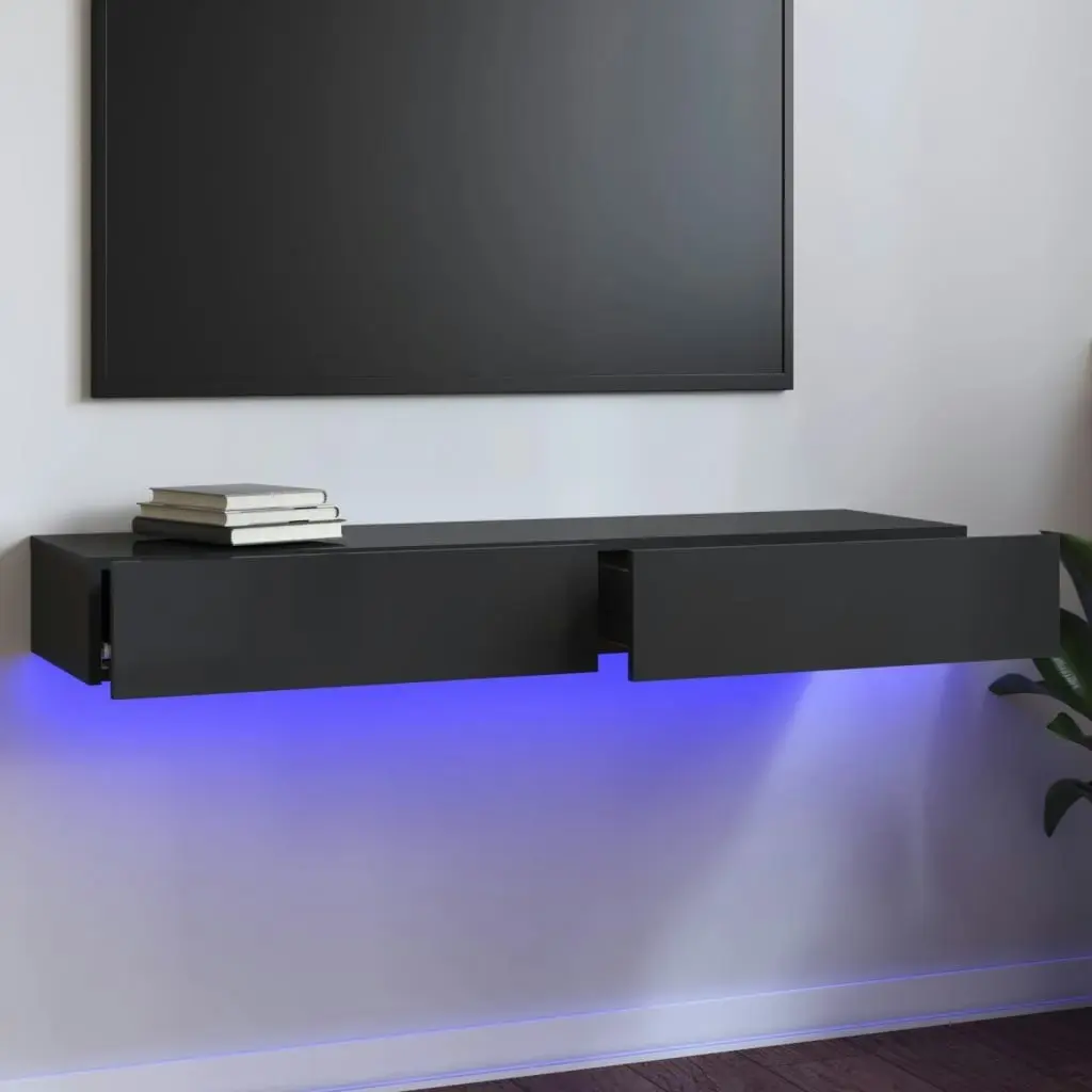 TV Cabinet with LED Lights High Gloss Grey 120x35x15.5 cm 832871