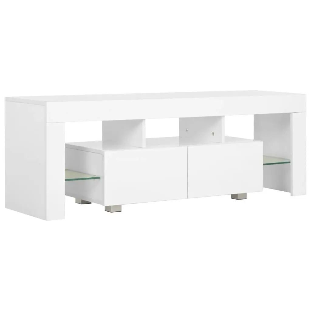 TV Cabinet with LED Lights High Gloss White 130x35x45 cm 283734