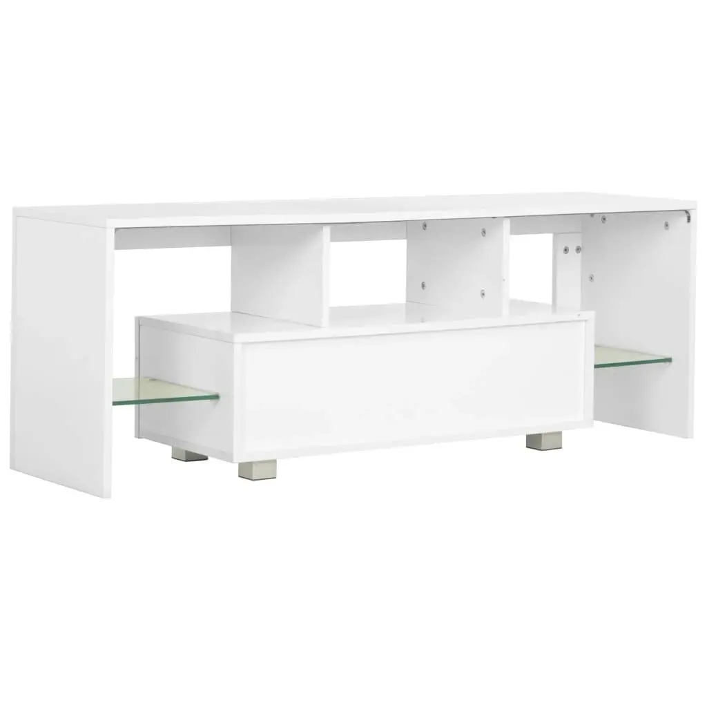 TV Cabinet with LED Lights High Gloss White 130x35x45 cm 283734