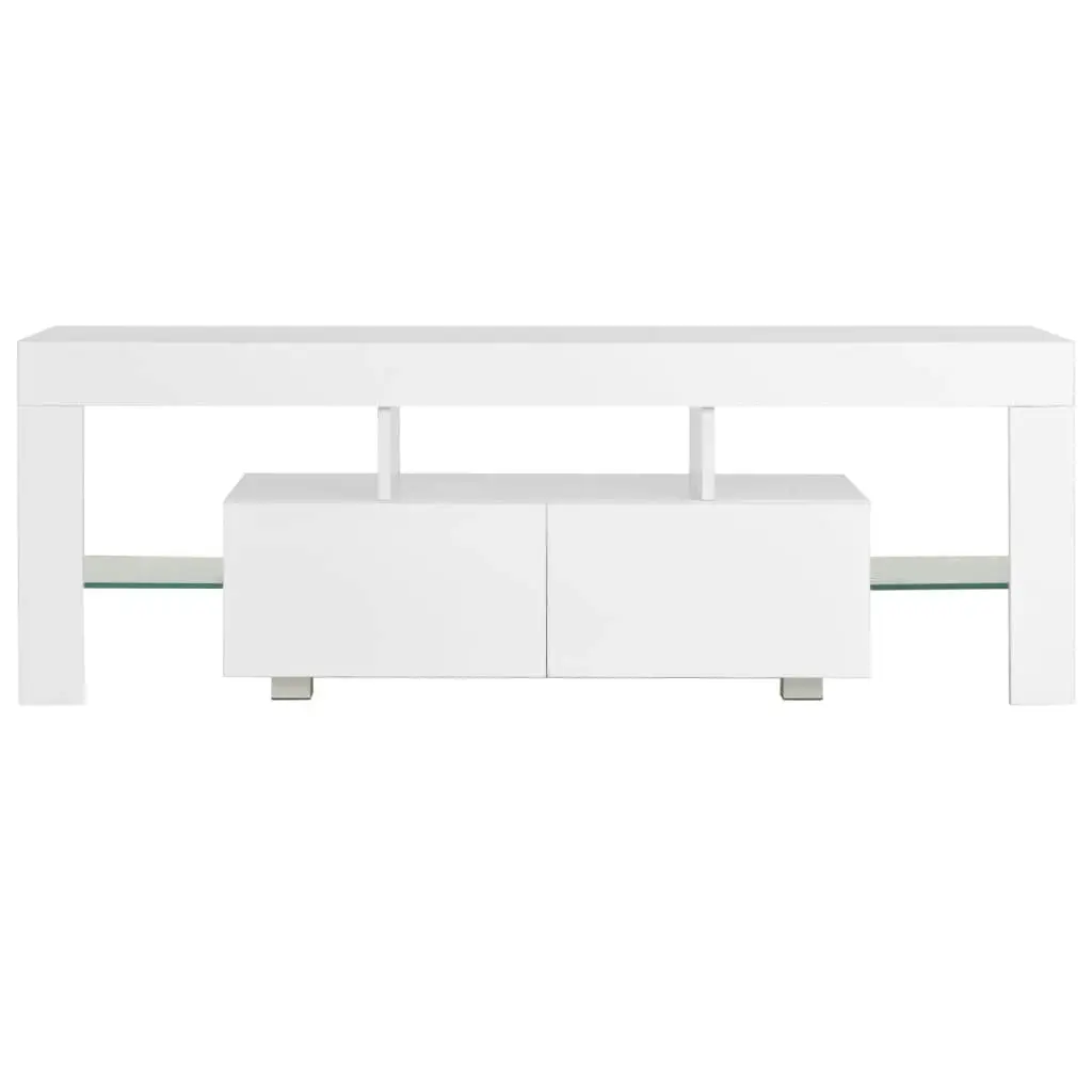 TV Cabinet with LED Lights High Gloss White 130x35x45 cm 283734