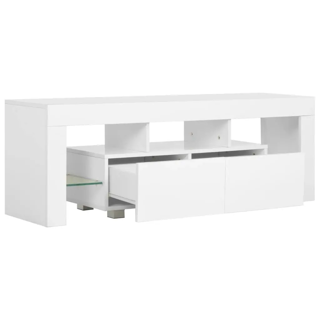 TV Cabinet with LED Lights High Gloss White 130x35x45 cm 283734