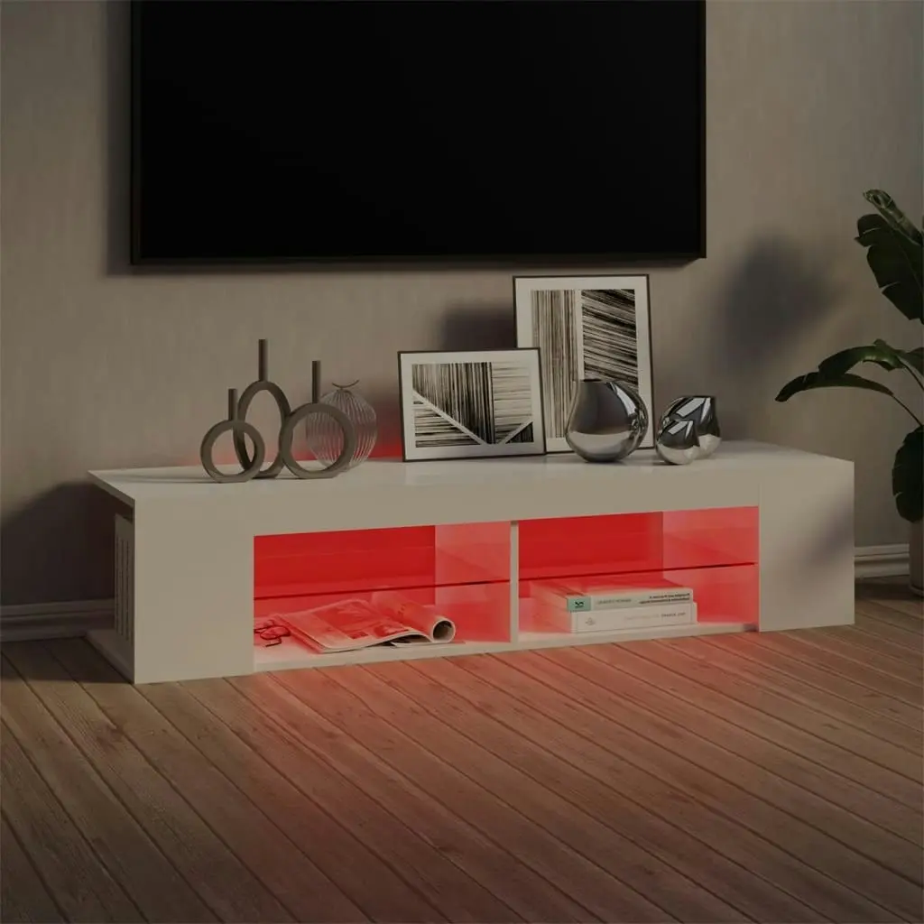 TV Cabinet with LED Lights High Gloss White 135x39x30 cm 804235