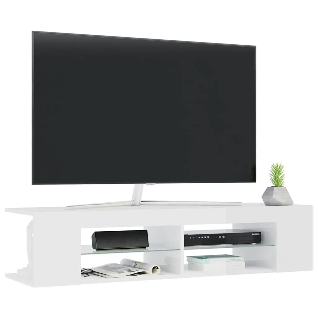 TV Cabinet with LED Lights High Gloss White 135x39x30 cm 804235