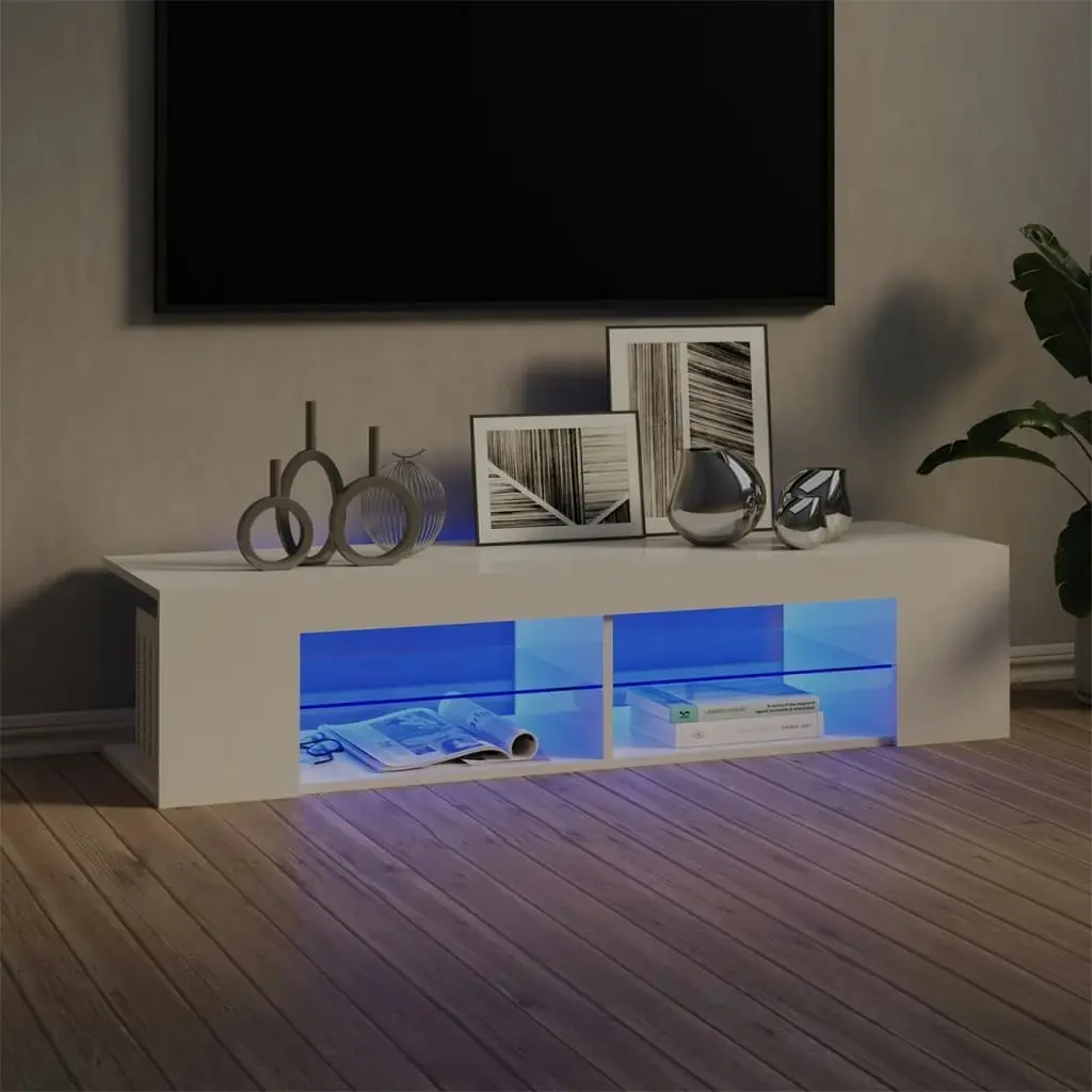 TV Cabinet with LED Lights High Gloss White 135x39x30 cm 804235