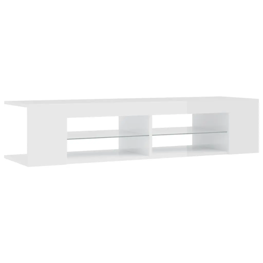 TV Cabinet with LED Lights High Gloss White 135x39x30 cm 804235