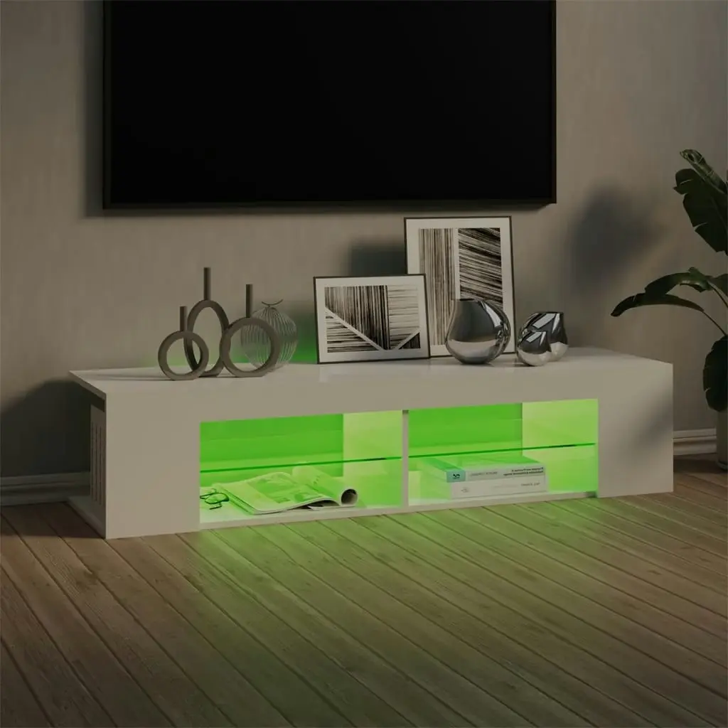 TV Cabinet with LED Lights High Gloss White 135x39x30 cm 804235