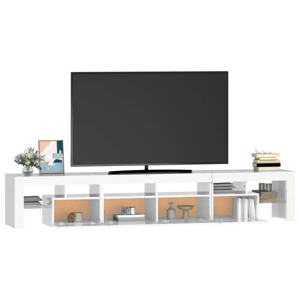 TV Cabinet with LED Lights High Gloss White 230x36.5x40 cm 3152790