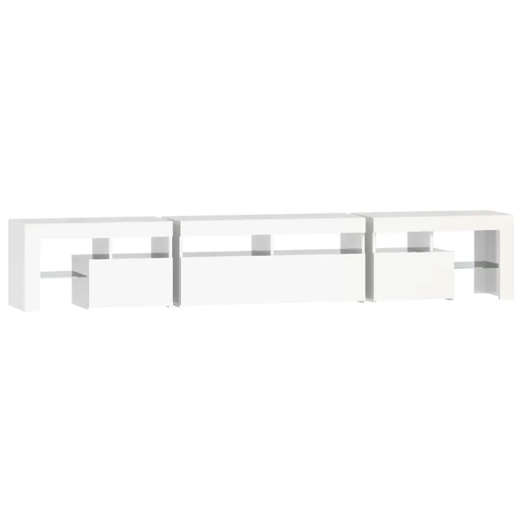 TV Cabinet with LED Lights High Gloss White 230x36.5x40 cm 3152790