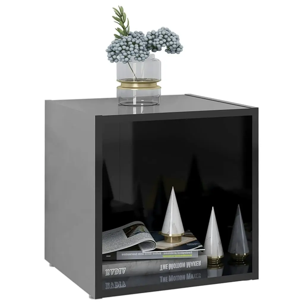 TV Cabinet High Gloss Black 37x35x37 cm Engineered Wood 805519