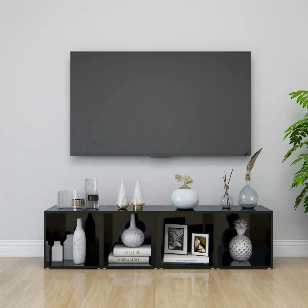 TV Cabinet High Gloss Black 37x35x37 cm Engineered Wood 805519