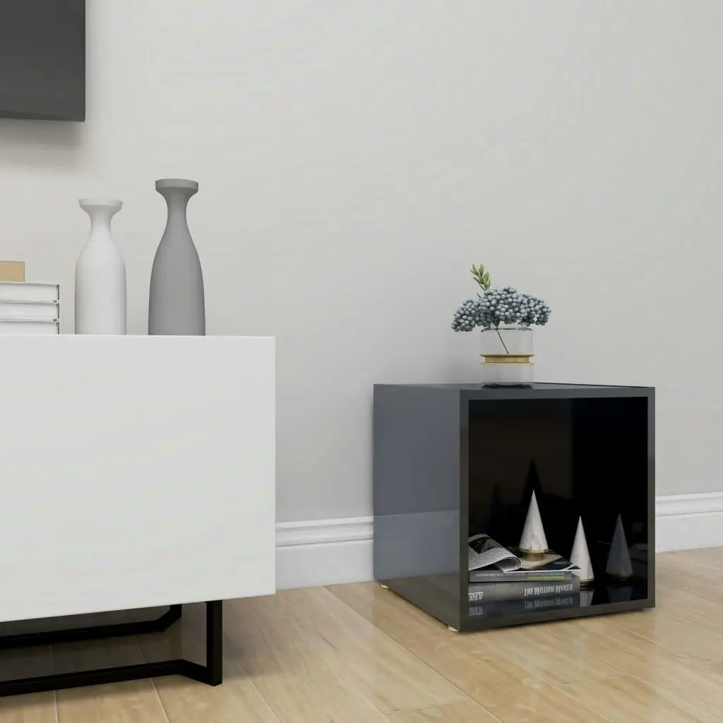 TV Cabinet High Gloss Black 37x35x37 cm Engineered Wood 805519