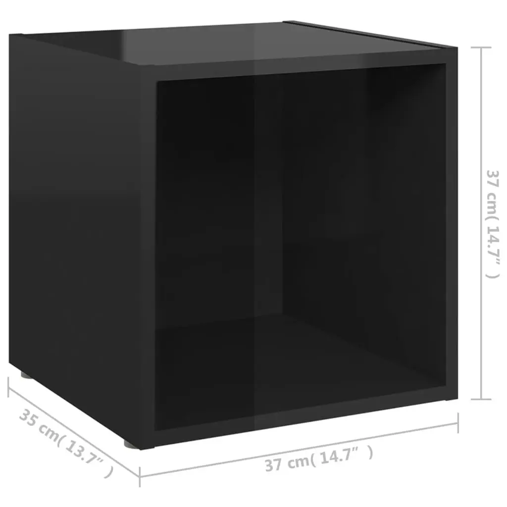 TV Cabinet High Gloss Black 37x35x37 cm Engineered Wood 805519