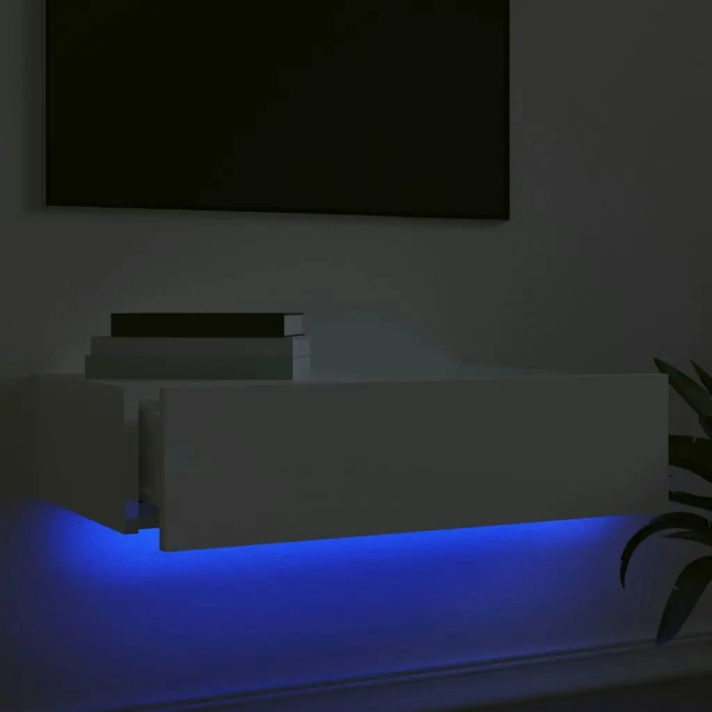 TV Cabinet with LED Lights High Gloss White 60x35x15.5 cm 842894