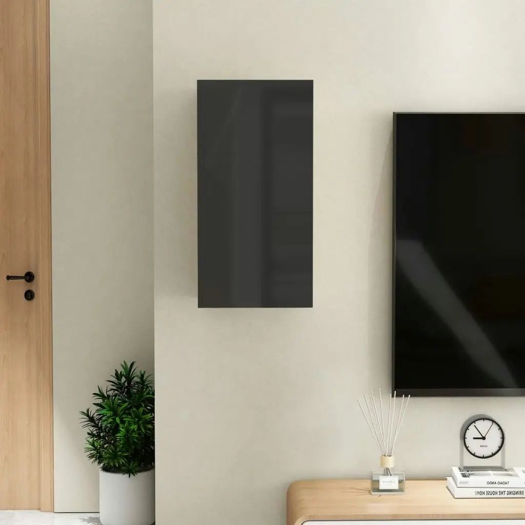 TV Cabinet High Gloss Black 30.5x30x60 cm Engineered Wood 803340