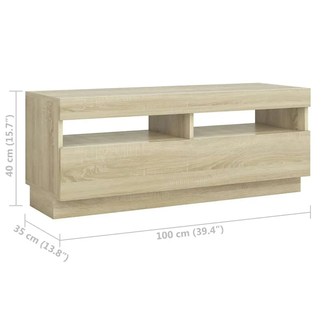 TV Cabinet with LED Lights Sonoma Oak 100x35x40 cm 804457