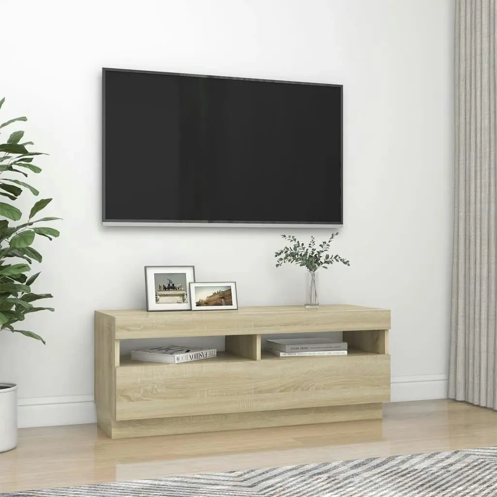 TV Cabinet with LED Lights Sonoma Oak 100x35x40 cm 804457