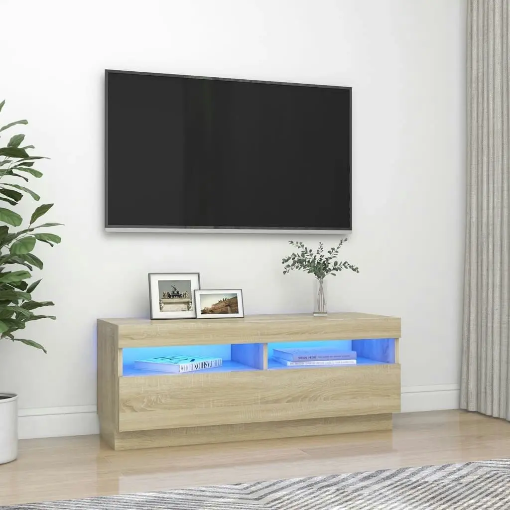 TV Cabinet with LED Lights Sonoma Oak 100x35x40 cm 804457