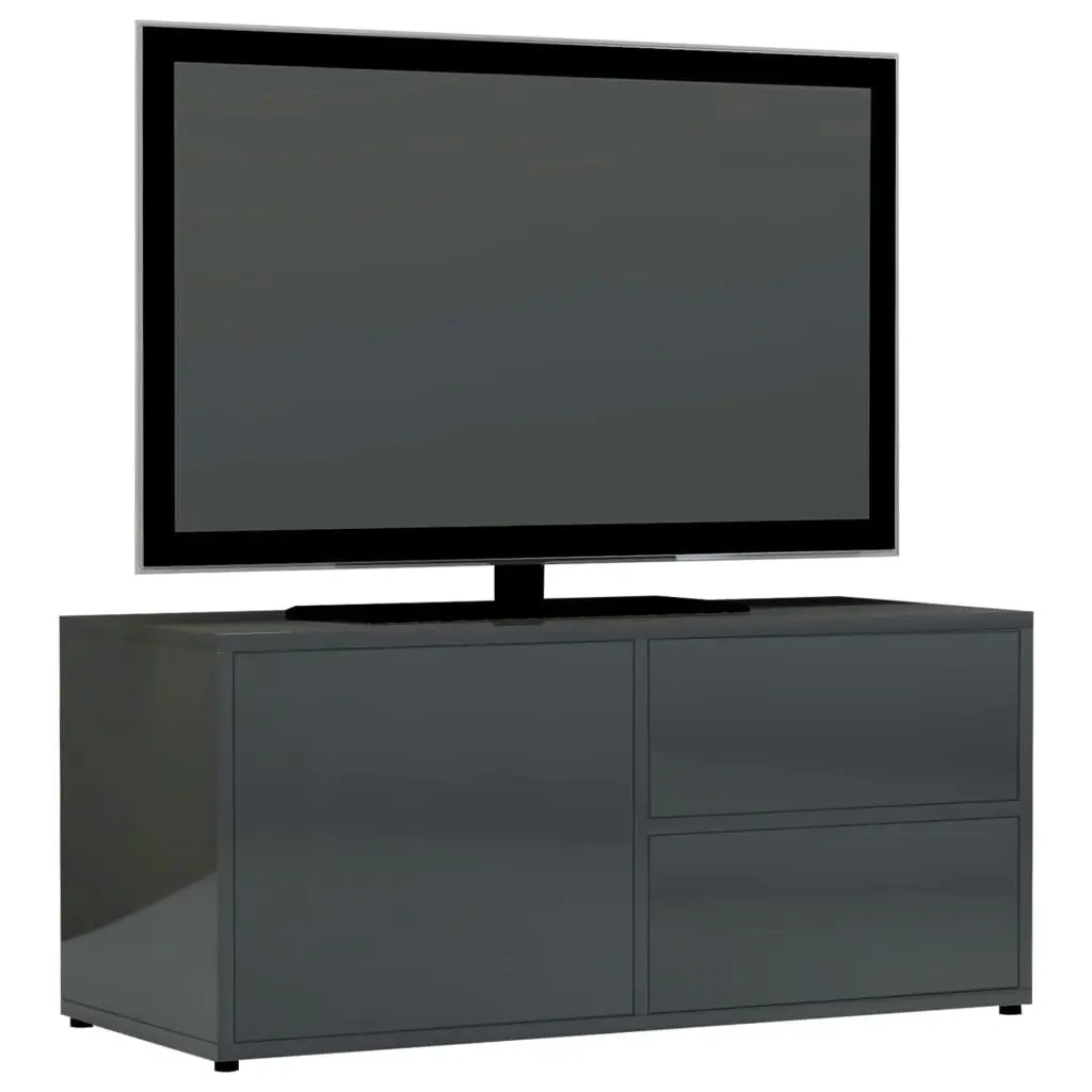 TV Cabinet High Gloss Grey 80x34x36 cm Engineered Wood 801858