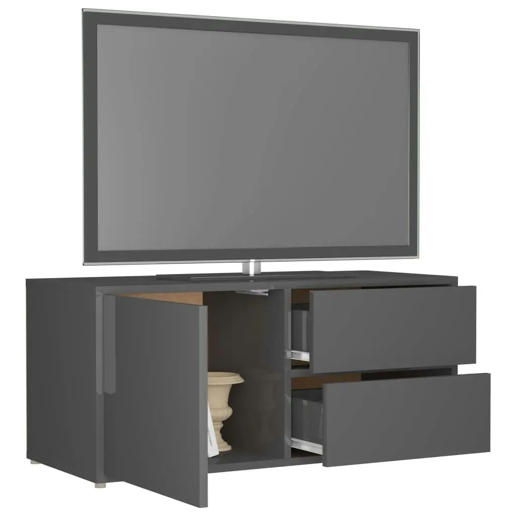 TV Cabinet High Gloss Grey 80x34x36 cm Engineered Wood 801858