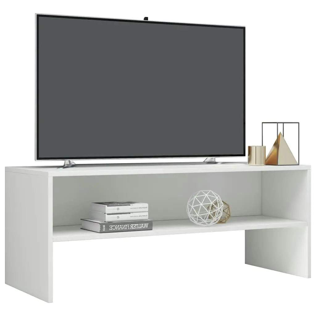 TV Cabinet High Gloss White 100x40x40 cm Engineered Wood 800051