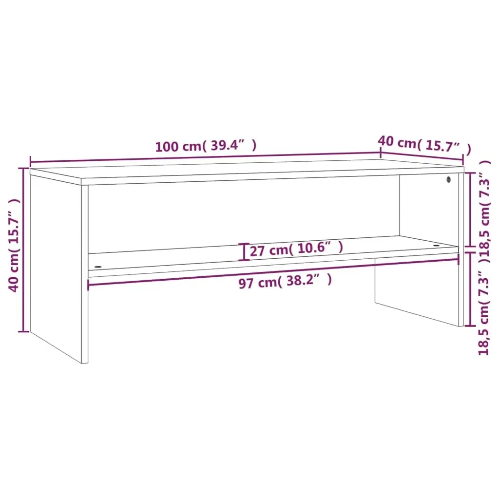 TV Cabinet High Gloss White 100x40x40 cm Engineered Wood 800051