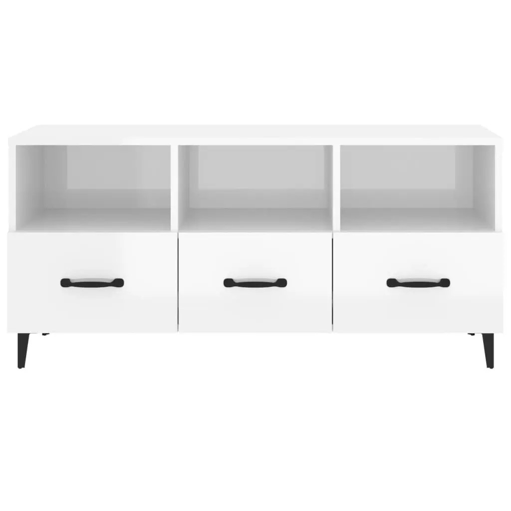 TV Cabinet High Gloss White 102x35x50 cm Engineered Wood 812615