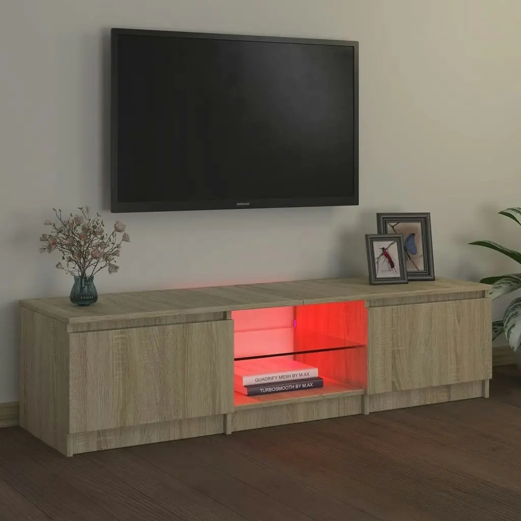 TV Cabinet with LED Lights Sonoma Oak 140x40x35.5 cm 804295