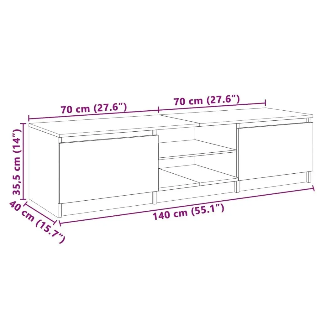 TV Cabinet with LED Lights Sonoma Oak 140x40x35.5 cm 804295