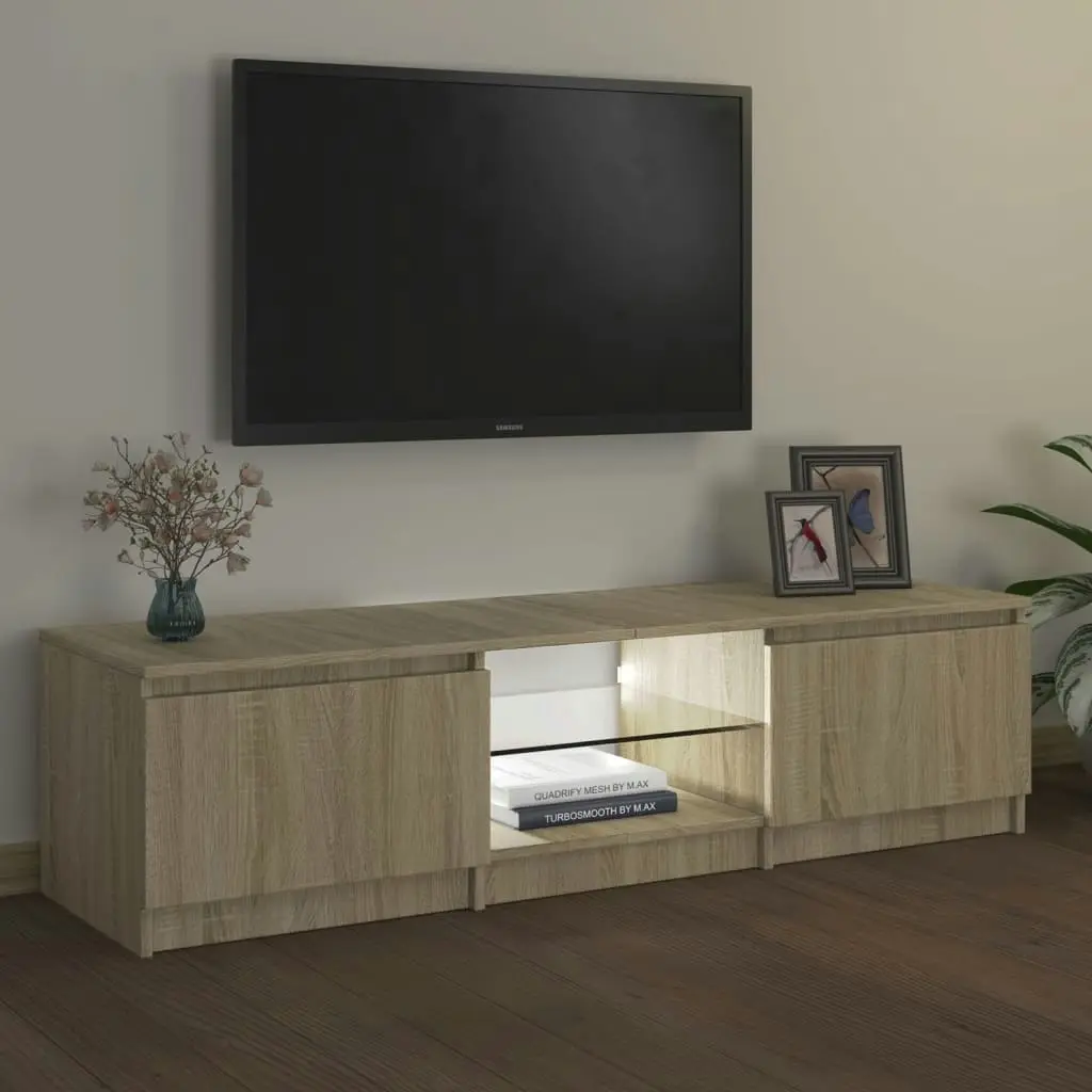 TV Cabinet with LED Lights Sonoma Oak 140x40x35.5 cm 804295